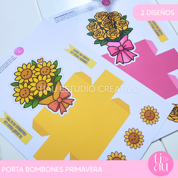Kit porta bombones l 21 de septiembre l Primavera l Flores Amarillas - Imagen 2