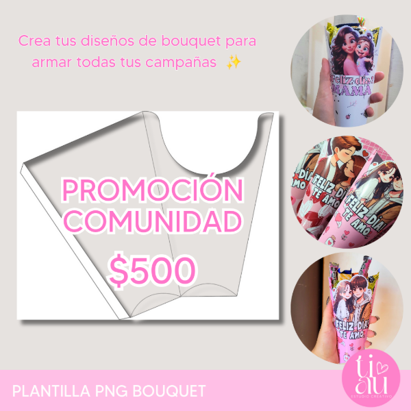 Caja Bouquet l Plantilla PNG