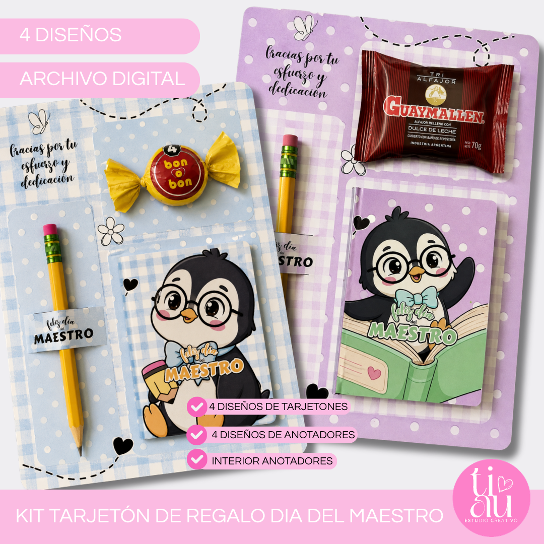 Kit Tarjetones de Regalo + Mini libretas l Día del Maestro - Imagen 2