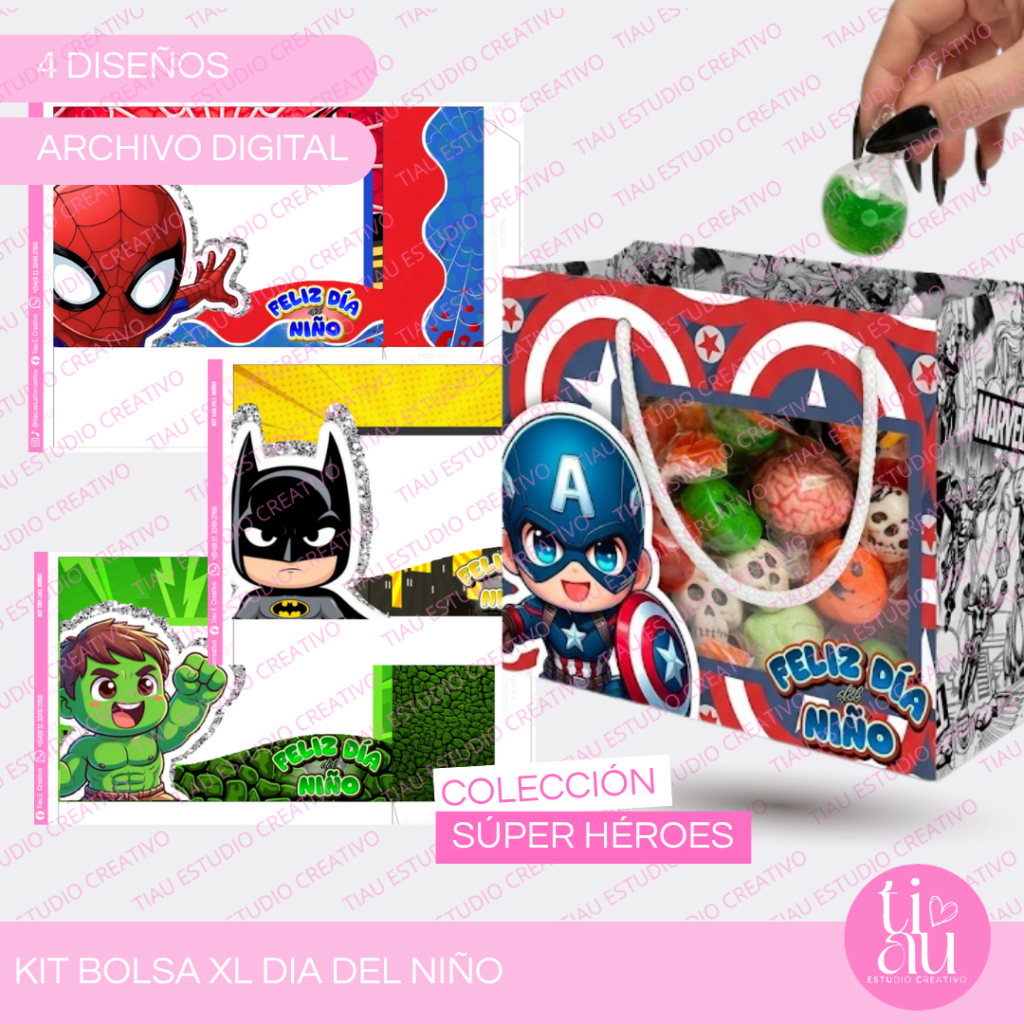 Kit Bolsa XL con visor l Día del niño l Colección Súper héroes