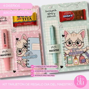 Kit Tarjetones de Regalo + Mini libretas l Día del Maestro