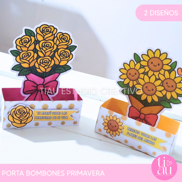 Kit porta bombones l 21 de septiembre l Primavera l Flores Amarillas