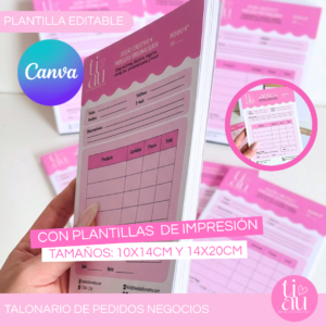 Talonario de Pedidos para Negocios l Editable Canva