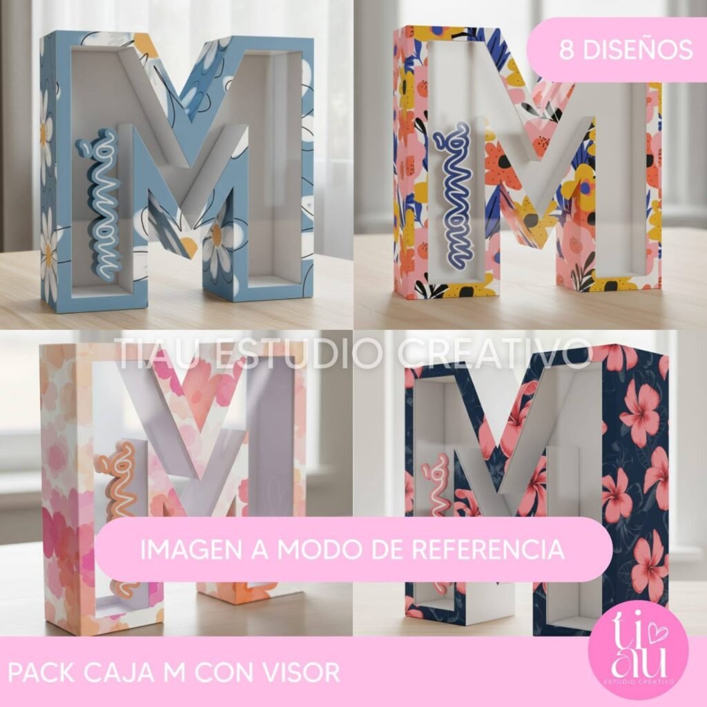 Pack Caja M con visor l 8 diseños l Día de la Madre