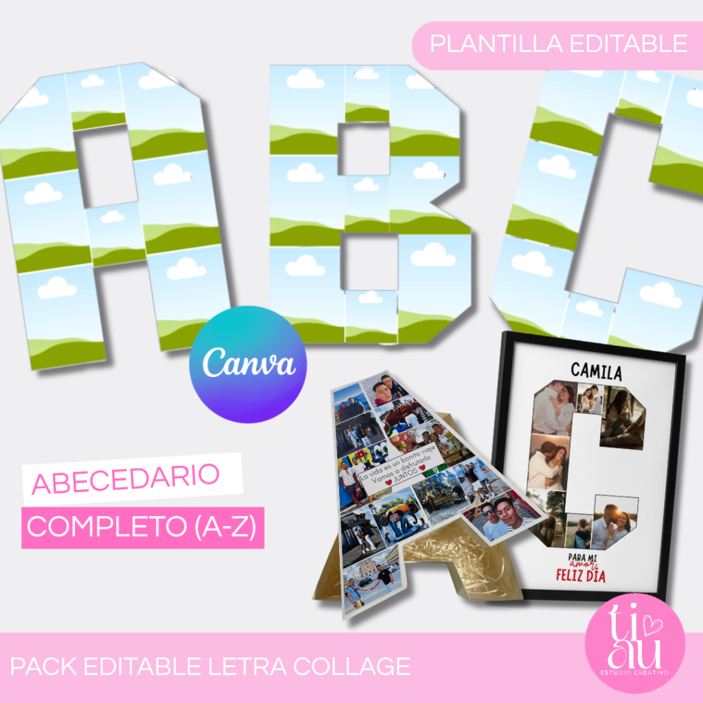 Letra Collage l Abecedario Completo l Plantilla Editable Canva