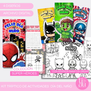 Tríptico de Actividades l Colección Súper héroes l Día del Niño