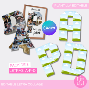 Letra Collage l Pack de 3 Letras: A-D-P l Editable Canva