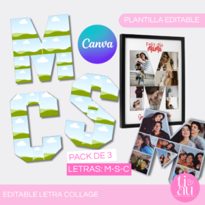 Letra Collage l Pack de 3 Letras: M-S-C l Editable Canva